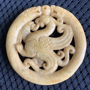 2 Jade Dragon Pendants.